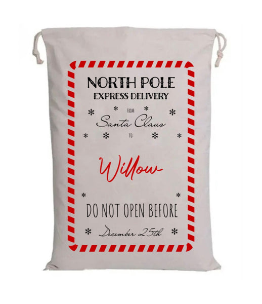 North Pole Express Delivery Custom Santa Sack