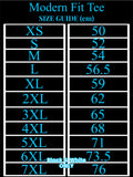 Unisex modern fit tee size guide S M L XL 2XL 3XL 4XL 5XL 6XL 7XL
