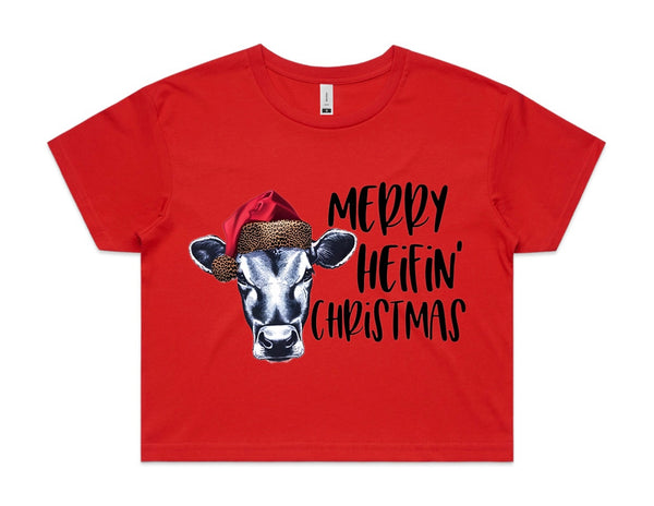 Merry Heifin’ Christmas AS Colour Women’s Crop Tee
