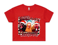 Merry Cluckin’ Christmas AS Colour Women’s Crop Tee