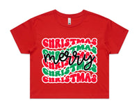 Merry Christmas Retro Print AS Colour Women’s Crop Tee