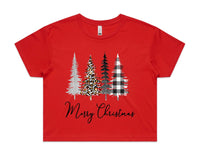 Merry Christmas Styled Trees AS Colour Women’s Crop Tee