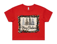 Merry Christmas Cheetah Print Frame AS Colour Women’s Crop Tee