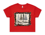 Merry Christmas Cheetah Print Frame AS Colour Women’s Crop Tee