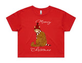 Merry Christmas Cat AS Colour Women’s Crop Tee