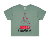 Cat Christmas Tree AS Colour Women’s Crop Tee