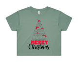 Cat Christmas Tree AS Colour Women’s Crop Tee