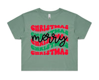 Merry Christmas Retro Print AS Colour Women’s Crop Tee