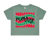 Merry Christmas Retro Print AS Colour Women’s Crop Tee