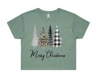 Merry Christmas Styled Trees AS Colour Women’s Crop Tee