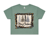 Merry Christmas Cheetah Print Frame AS Colour Women’s Crop Tee