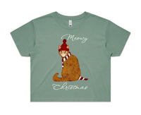 Merry Christmas Cat AS Colour Women’s Crop Tee