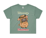 Mooey Christmas Baby Highland Cow AS Colour Women’s Crop Tee