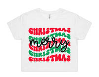 Merry Christmas Retro Print AS Colour Women’s Crop Tee