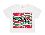 Merry Christmas Retro Print AS Colour Women’s Crop Tee