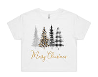 Merry Christmas Styled Trees AS Colour Women’s Crop Tee