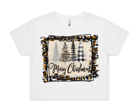 Merry Christmas Cheetah Print Frame AS Colour Women’s Crop Tee