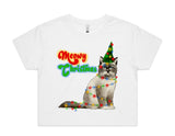 Merry Christmas Cat with Lights AS Colour Women’s Crop Tee