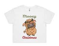 Mooey Christmas Baby Highland Cow AS Colour Women’s Crop Tee