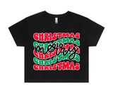 Merry Christmas Retro Print AS Colour Women’s Crop Tee