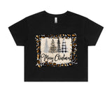 Merry Christmas Cheetah Print Frame AS Colour Women’s Crop Tee