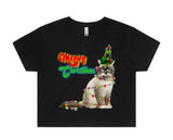 Merry Christmas Cat with Lights AS Colour Women’s Crop Tee