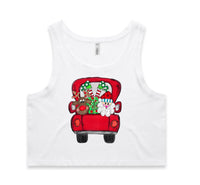 Santa’s Christmas Truck AS Colour Women’s Crop Singlet