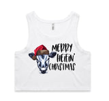 Merry Heifin’ Christmas AS Colour Women’s Crop Singlet