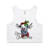 Mooey Christmas Heifer AS Colour Women’s Crop Singlet