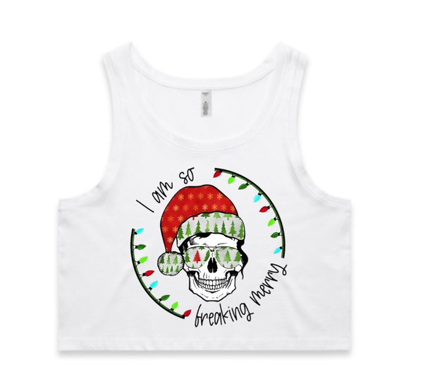 So Freaking Merry AS Colour Women’s Crop Singlet