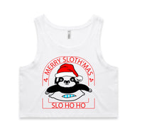 Merry Slothmas AS Colour Women’s Crop Singlet