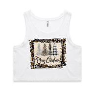 Merry Christmas Cheetah Frame AS Colour Women’s Crop Singlet