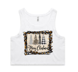 Merry Christmas Cheetah Frame AS Colour Women’s Crop Singlet