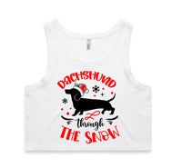 Dachshund Through The Snow AS Colour Women’s Crop Singlet