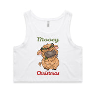 Mooey Christmas Baby Highland Cow AS Colour Women’s Crop Singlet