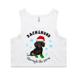 Dachshund Through The Snow Puppy AS Colour Women’s Crop Singlet