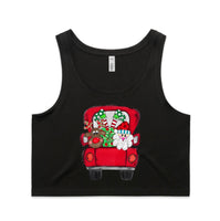 Santa’s Christmas Truck AS Colour Women’s Crop Singlet