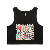 Merry & Bright Cheetah Frame Print AS Colour Women’s Crop Singlet