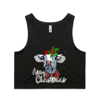 Mooey Christmas Heifer AS Colour Women’s Crop Singlet