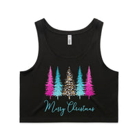 Merry Christmas Bright Trees Print AS Colour Women’s Crop Singlet