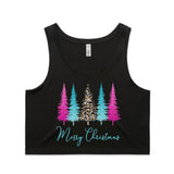 Merry Christmas Bright Trees Print AS Colour Women’s Crop Singlet