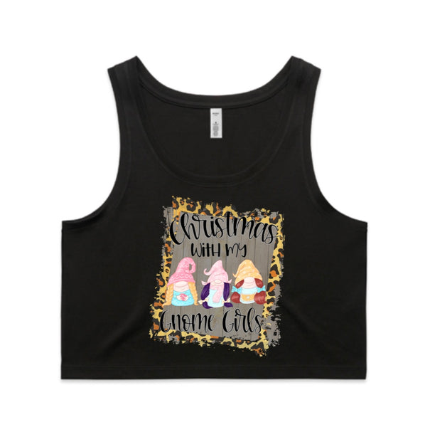 Christmas With My Gnome Girls AS Colour Women’s Crop Singlet