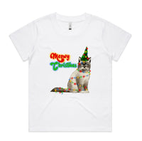 Meowy Christmas Cat with Lights AS Colour Women’s Cube Tee