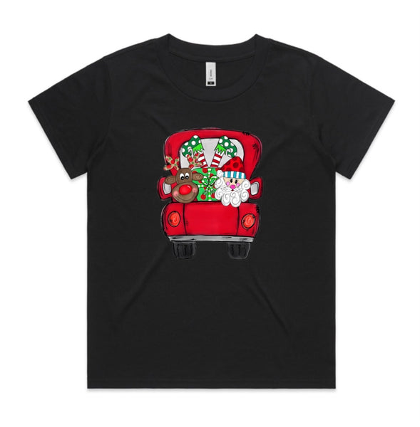 Santa’s Christmas Truck AS Colour Women’s Cube Tee