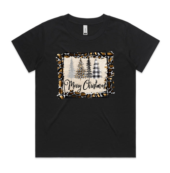 Merry Christmas Cheetah Frame AS Colour Women’s Cube Tee