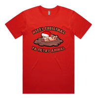 Merry Christmas Ya Filthy Animal Pig AS Colour Staple Tee