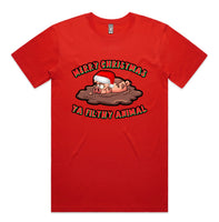 Merry Christmas Ya Filthy Animal Pig AS Colour Plus Size Staple Tee