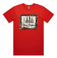 Merry Christmas Cheetah Frame Print AS Colour Staple Tee