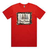 Merry Christmas Cheetah Frame Print AS Colour Staple Tee