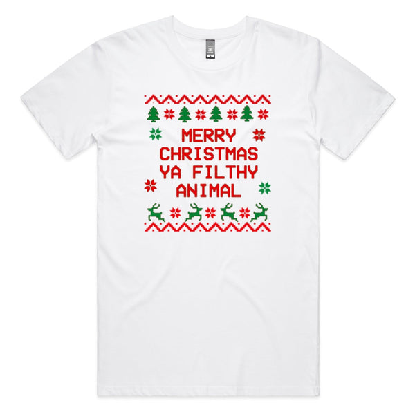 Merry Christmas Ya Filthy Animal Vintage AS Colour Plus Size Staple Tee